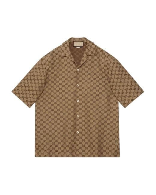 Gucci Premium Brown Half-Sleeve Shirt – Stretchable Cotton